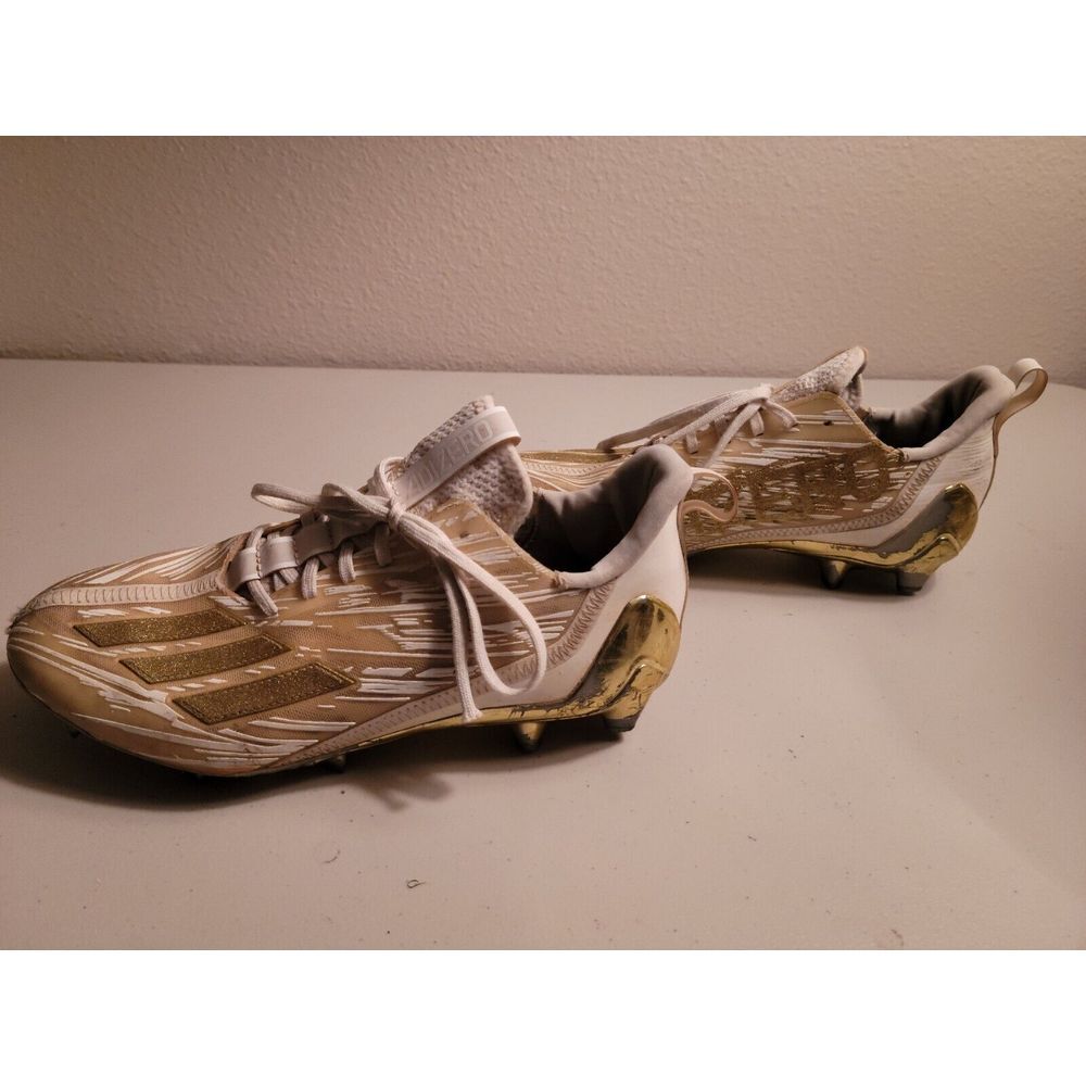 ADIDAS ADIZERO WHITE/METALLIC‎ GOLD FOOTBALL CLEATS SIZE 9 (GX5122)